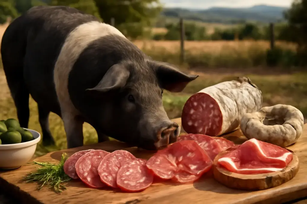 Cos’è la cinta senese? Il suino “nobile” della Toscana e la bontà dei suoi salumi a tavola
