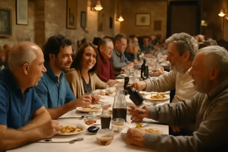 Le grandi tavolate nelle osterie di paese: il segreto per sentirsi parte della comunità locale